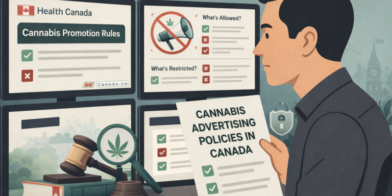 person reading cannabis advertising policy canada